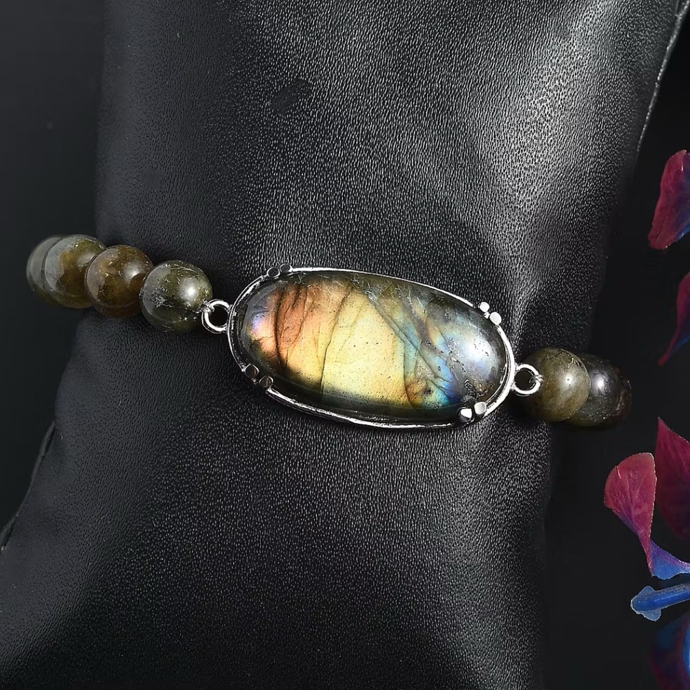 Malagasy Labradorite 70.50 ctw Bracelet in Stainless Steel